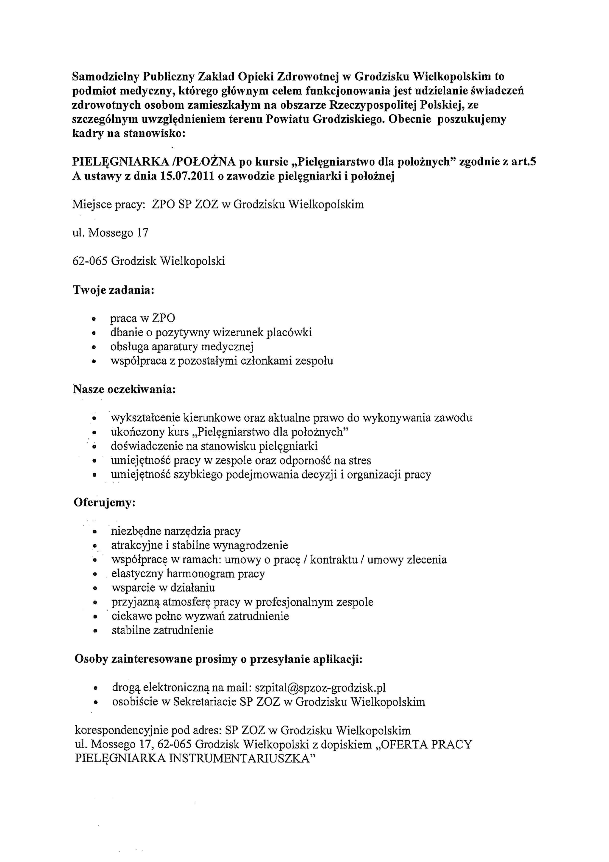 Ogłoszenie o&nbsp;pracę 1 strona 