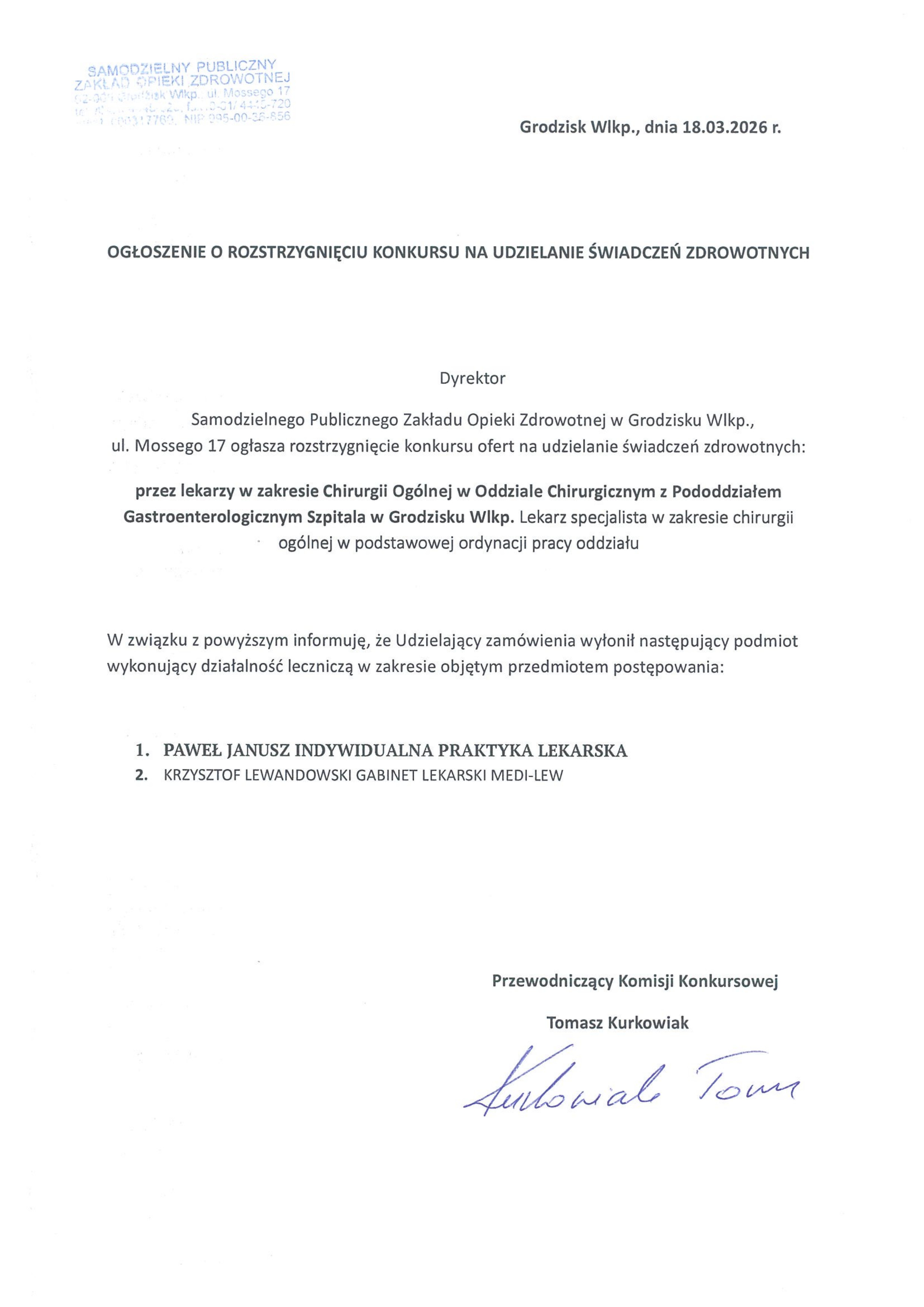 Rozstrzygnięcie konkursu - Paweł Janusz oraz&nbsp;Krzysztof Lewandowski