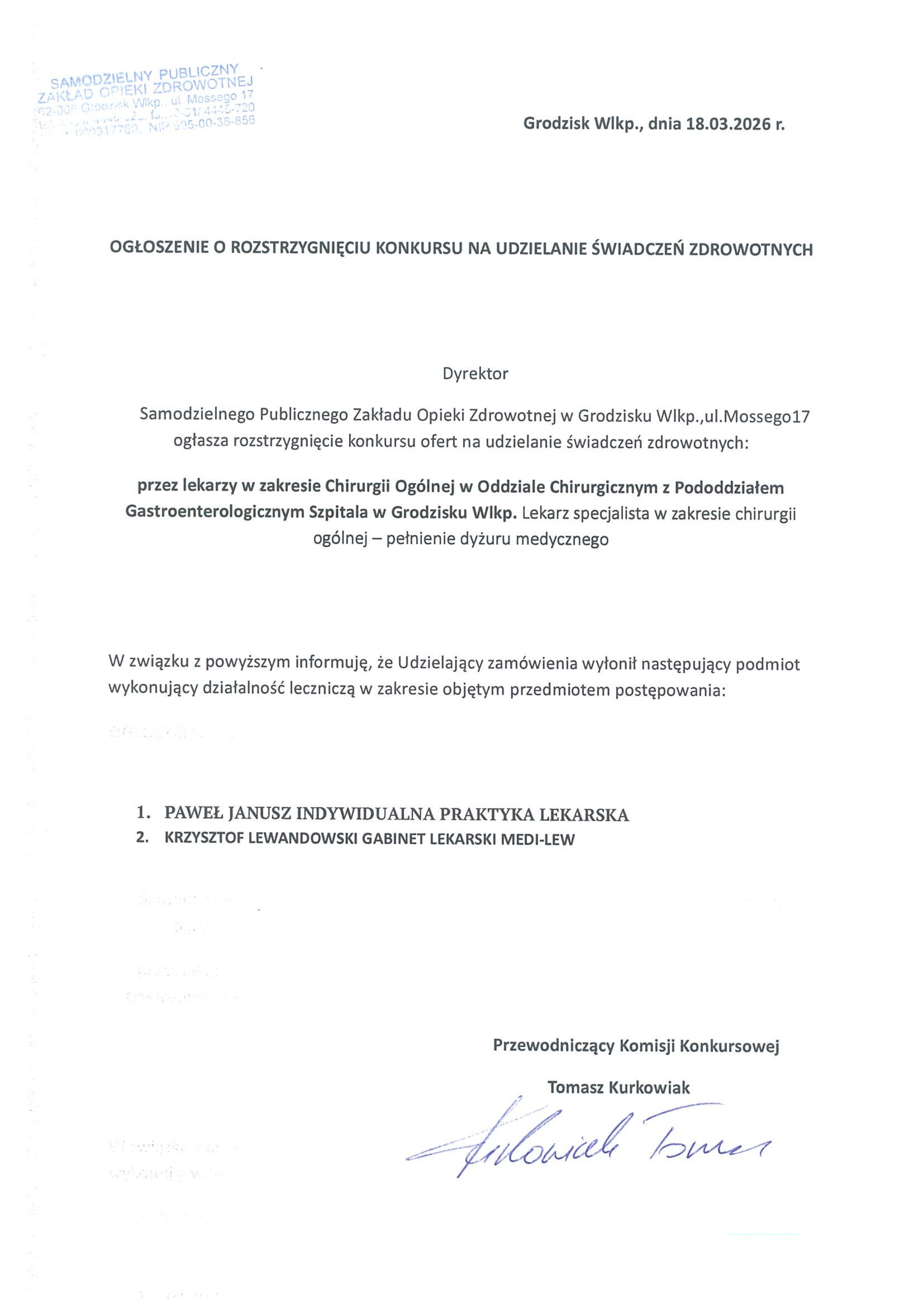 Rozstrzygnięcie konkursu - Paweł Janusz oraz&nbsp;Krzysztof Lewandowski