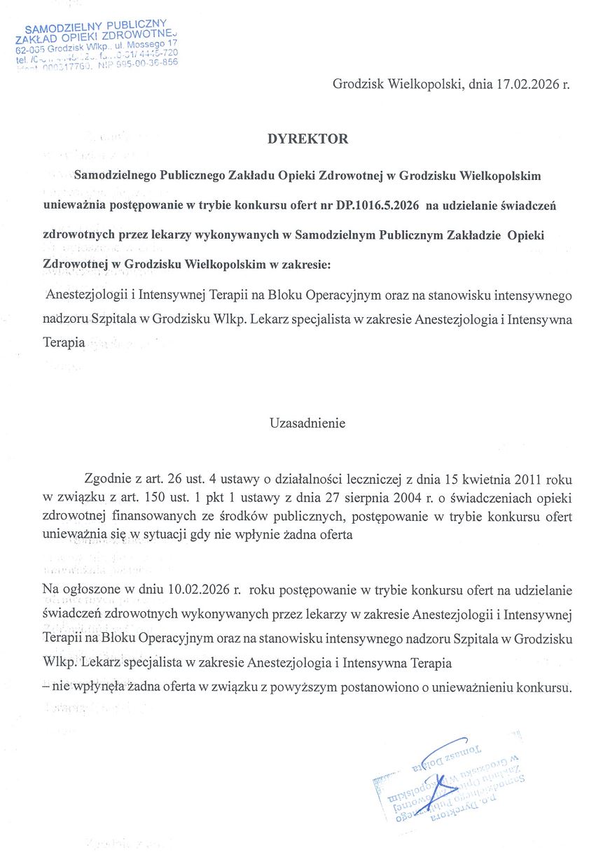 Unieważnienie konkursu