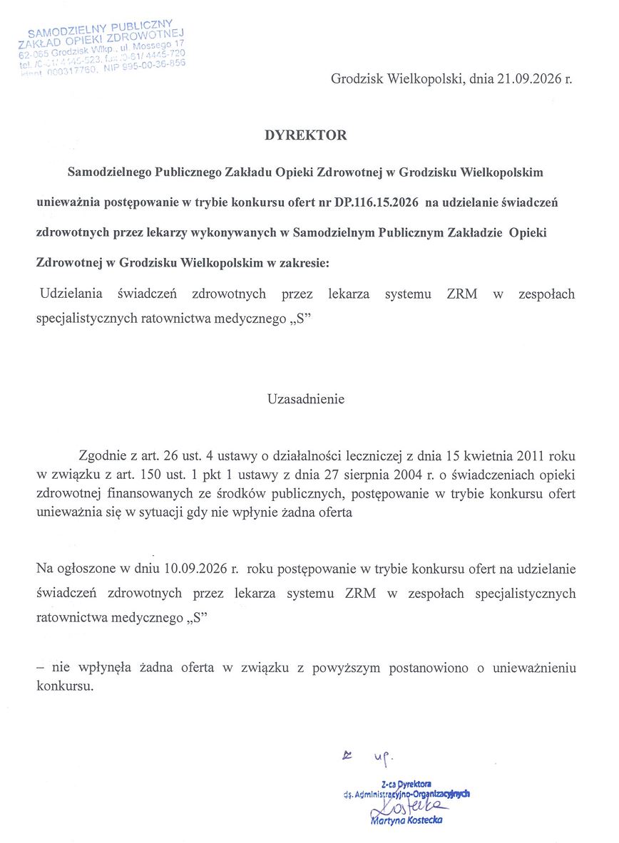 Unieważnienie konkursu
