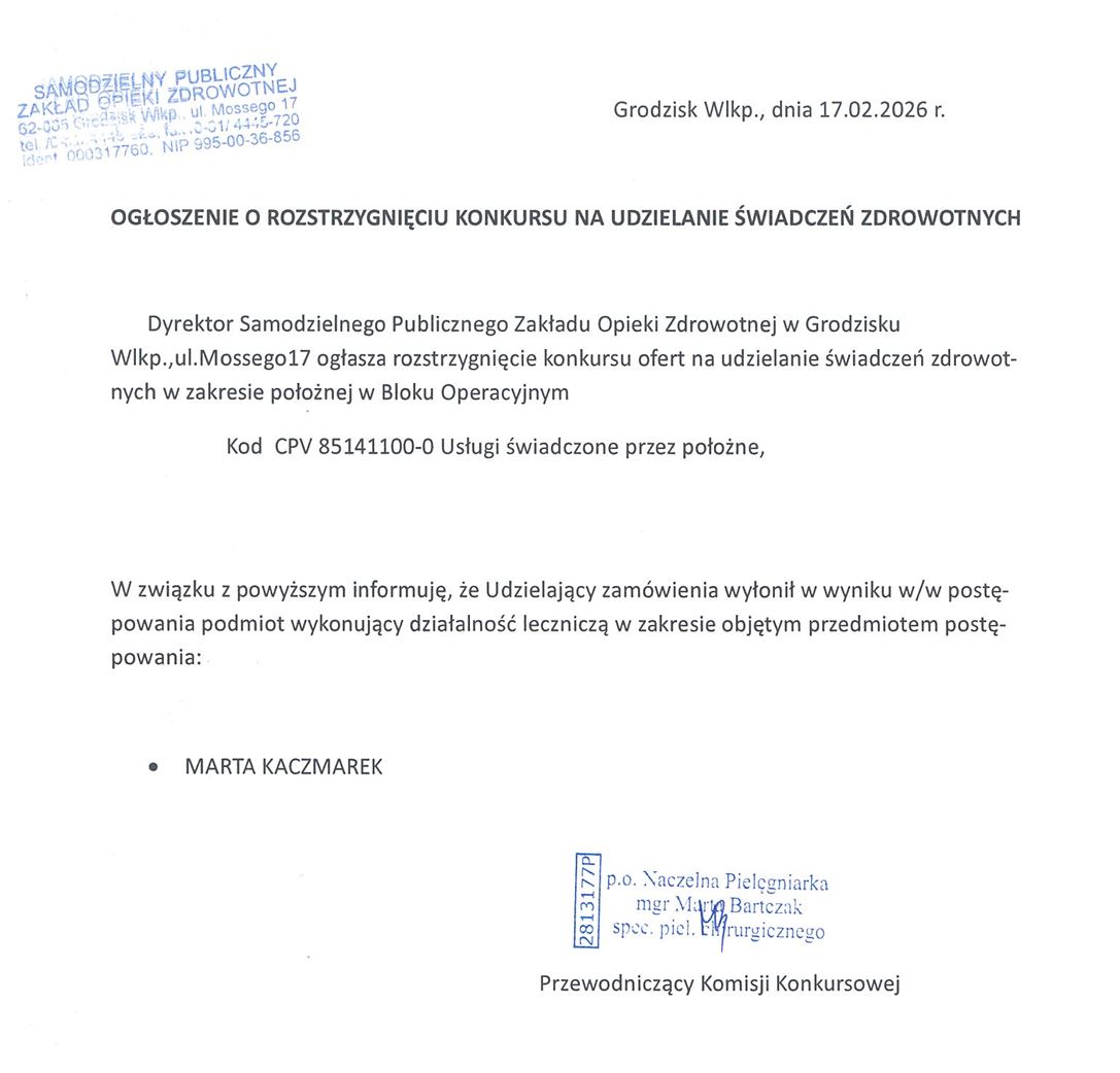 Rozstrzygnięcie konkursu